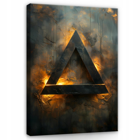 OBRAZ ABSTRAKCJA FIGURY GEOMETRYCZNE ZŁOTO CZARNY DO SYPIALNI SALONU 40x30