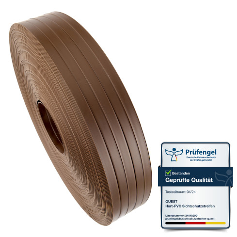 Taśma ogrodzeniowa PCV - wąska, pionowa listwa do ogrodzeń panelowych, do przetłoczeń, 900 g/m2, brąz RAL 8017