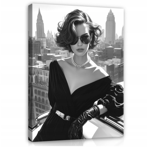 OBRAZ KOBIETA CZARNO BIAŁY NOWOCZESNY NA PŁÓTNIE DO SYPIALNI SALONU 40x30