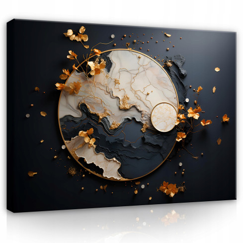 Obraz ABSTRAKCJA MARMUR CZARNY Na Płótnie Ścianę Do Salonu Sypialni 120x80