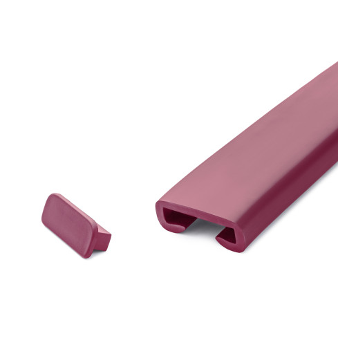 Zakończenie do listwy poręczowej PVC, zaślepka do profilu poręczowego PREMIUM, 40x8, bordowy