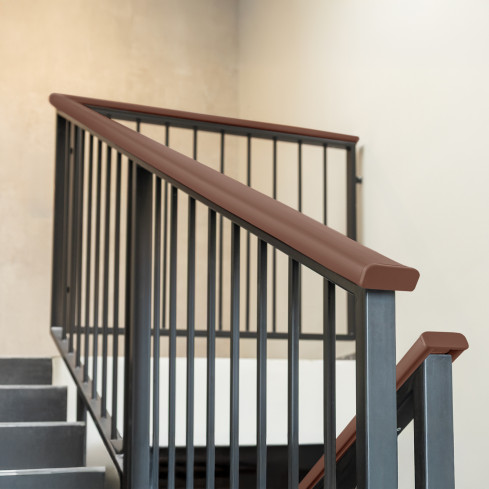 Zakończenie do listwy poręczowej PVC, zaślepka do profilu poręczowego PREMIUM, 40x8, brąz