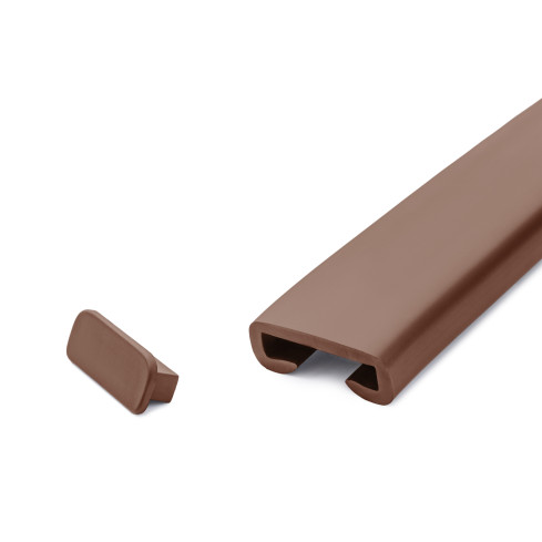 Zakończenie do listwy poręczowej PVC, zaślepka do profilu poręczowego PREMIUM, 40x8, brąz