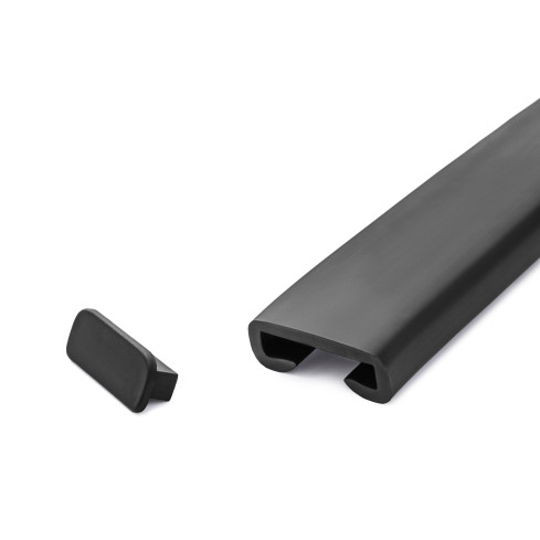 Zakończenie do listwy poręczowej PVC, zaślepka do profilu poręczowego PREMIUM, 40x8, czarny