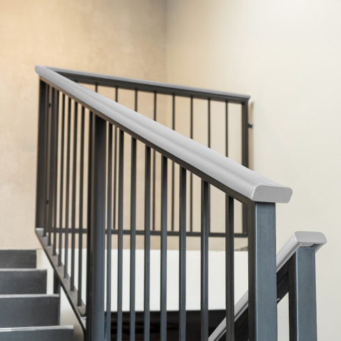 Zakończenie do listwy poręczowej PVC, zaślepka do profilu poręczowego PREMIUM, 40x8, srebrny