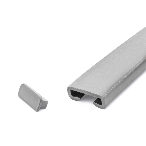 Zakończenie do listwy poręczowej PVC, zaślepka do profilu poręczowego PREMIUM, 40x8, srebrny