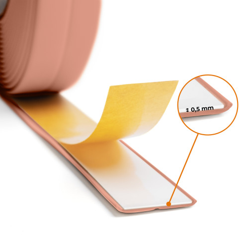 Listwa montażowo-wykończeniowa samoprzylepna PCV na taśmie piankowej 10/10 5m - jasny brąz