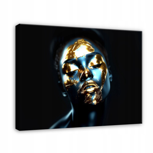 OBRAZ KOBIETA TWARZ ABSTRAKCJA ZŁOTY NOWOCZESNY NA PŁÓTNIE ŚCIANĘ 40x30