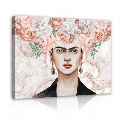 Obraz Frida Kahlo Na Ścianę Płótnie Kwiaty 100x70