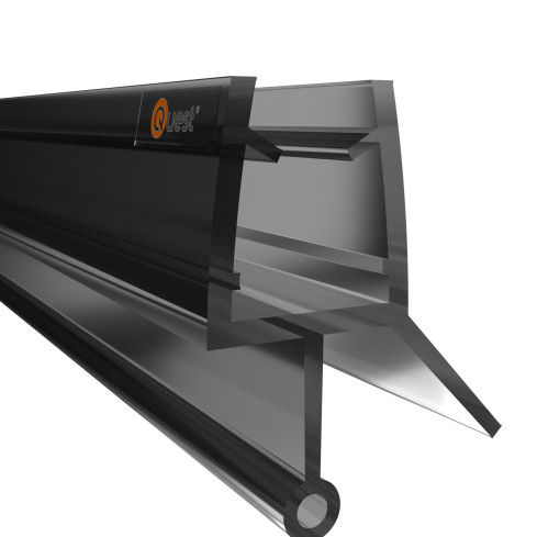 Uszczelka prysznicowa dolna 100 cm czarna, okrągła, z zaokrąglonym tunelem, 2 sztuki