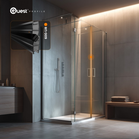 Uszczelka prysznicowa magnetyczna kątowa 200 cm czarna, 2 sztuki