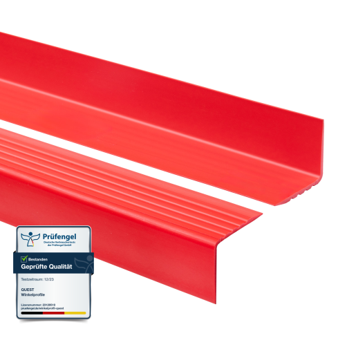 Profil schodowy BHP 50x50mm, ostrzegawczy antypoślizgowy nosek schodowy PCV, RGP-O, czerwony