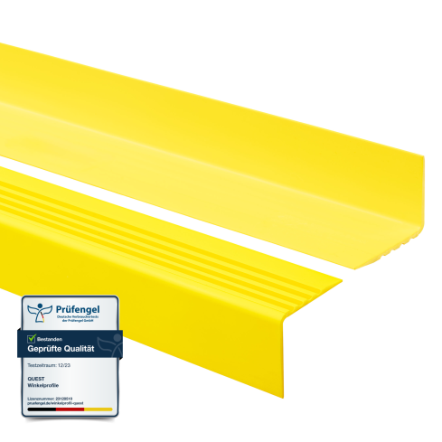 Profil schodowy BHP 50x50mm, ostrzegawczy antypoślizgowy nosek schodowy PCV, RGP-O, ż&oacute;łty