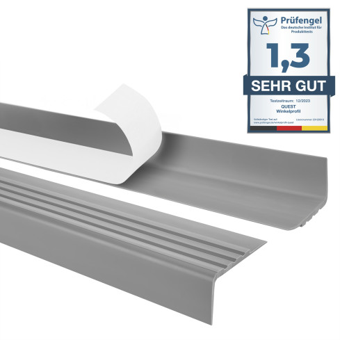 Profil schodowy antypoślizgowy z klejem 30x27mm, szary