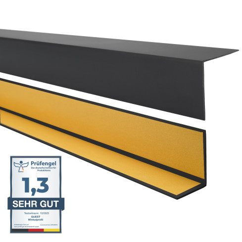 Kątownik twardy z klejem, czarny