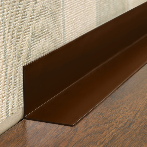 Profil kątowy PVC, klejony po zewnętrznej stronie, ochrona narożników, brąz
