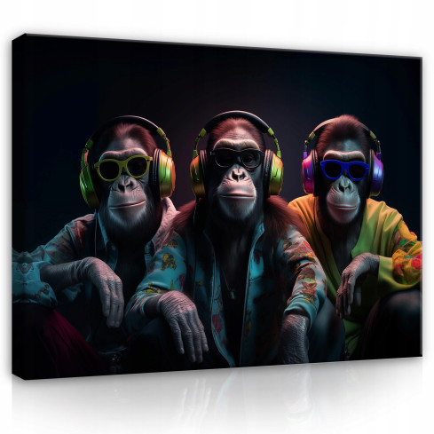 OBRAZ MAŁPY MUZYKA ABSTRAKCJA NOWOCZESNY NA PŁÓTNIE ŚCIANĘ SALON 120x80