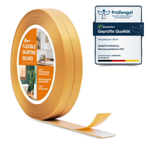 Listwa montażowo-wykończeniowa samoprzylepna PCV na taśmie piankowej 10/10 5m - złoty