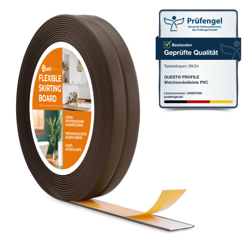 Listwa montażowo-wykończeniowa samoprzylepna PCV na taśmie piankowej 10/10, ciemny brąz 5m