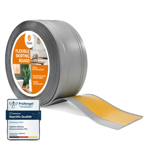 Listwa przypodłogowa samoprzylepna PCV, elastyczna listwa cokołowa DEKOR, 70x20mm, szary