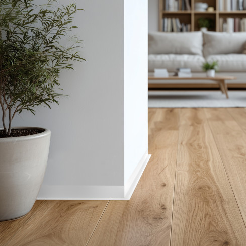Minimalistyczna listwa przypodłogowa samoprzylepna PVC twarda, Loft, Modern, biały