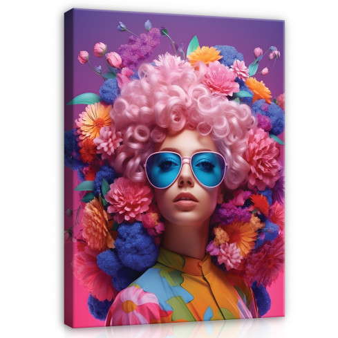 Obraz KOBIETA KWIATY ABSTRAKCJA Na Ścianę 120x80