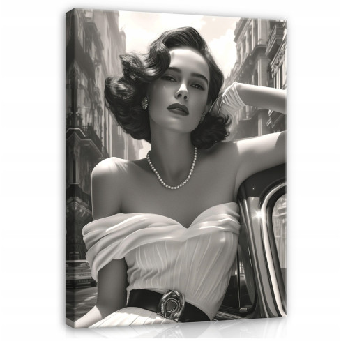 OBRAZ KOBIETA CZARNO BIAŁY NA PŁÓTNIE ŚCIANĘ DO SYPIALNI SALONU 60x40