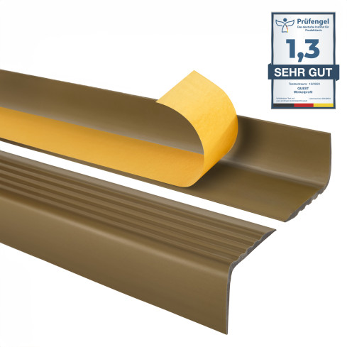 Profil schodowy antypoślizgowy z klejem 50x42mm, mosiądz