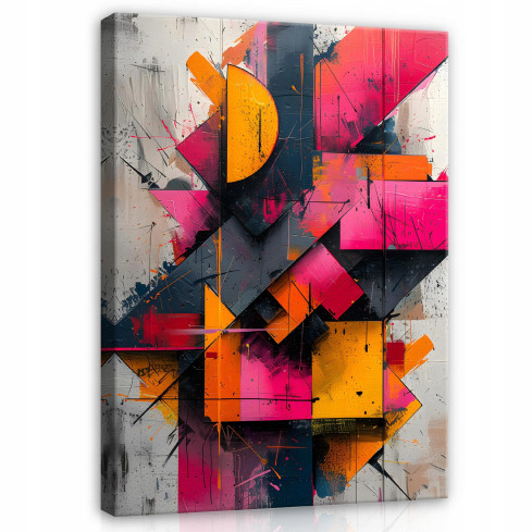 OBRAZ ABSTRAKCJA KOLOROWY FIGURY NA PŁÓTNIE DO SYPIALNI SALONU 40x30