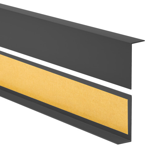 Profil kątowy PVC nierównoramienny, samoprzylepna ochrona krawędzi, ochrona narożników, ciemnoszary