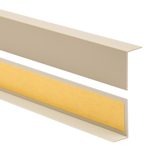 Profil kątowy PVC nierównoramienny, samoprzylepna ochrona krawędzi, ochrona narożników, beżowy