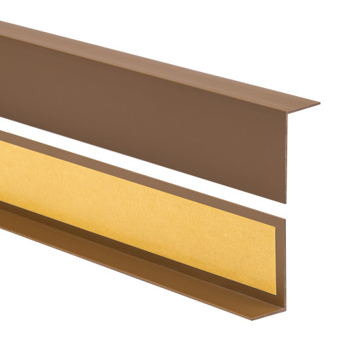 Profil kątowy PVC nierównoramienny, samoprzylepna ochrona krawędzi, ochrona narożników, brązowy