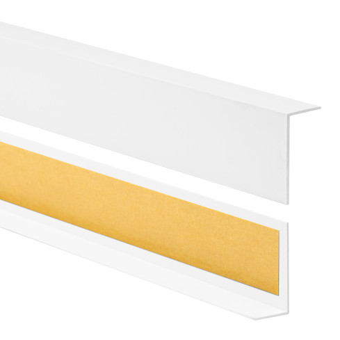 Profil kątowy PVC nierównoramienny, samoprzylepna ochrona krawędzi, ochrona narożników, biały