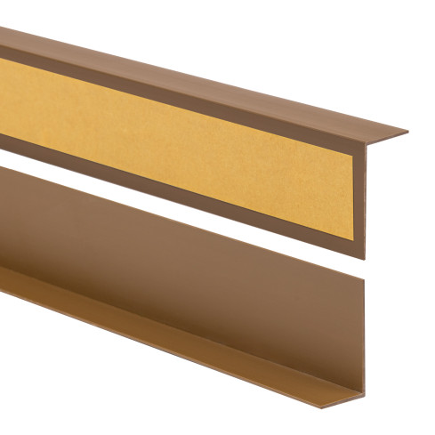 Profil kątowy PVC nierównoramienny, klejony po zewnętrznej stronie, ochrona narożników, brąz
