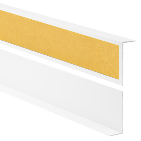 Profil kątowy PVC nierównoramienny, klejony po zewnętrznej stronie, ochrona narożników, biały