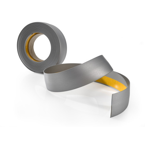 Listwa maskująca samoprzylepna PCV, listwa okienna płaska z tworzywa sztucznego, profil końcowy  srebrna 5m