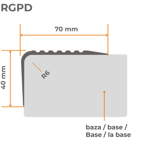 Profil schodowy antypoślizgowy 70x40mm 150cm szary