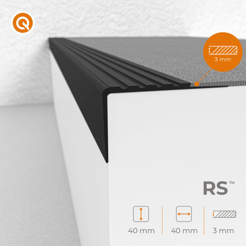 Profil schodowy antypoślizgowy 40x40mm 150cm czarny