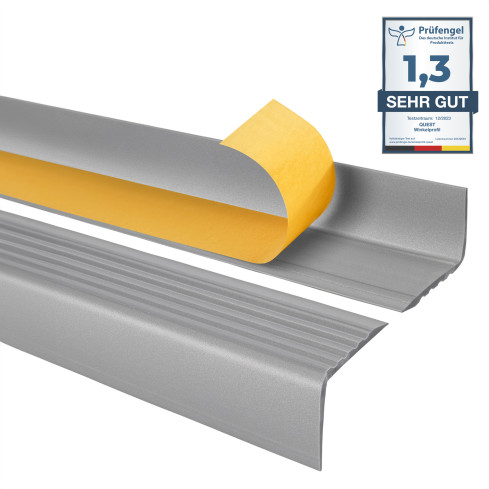 Profil antypoślizgowy do schodów z klejem, 50x42mm, srebrny