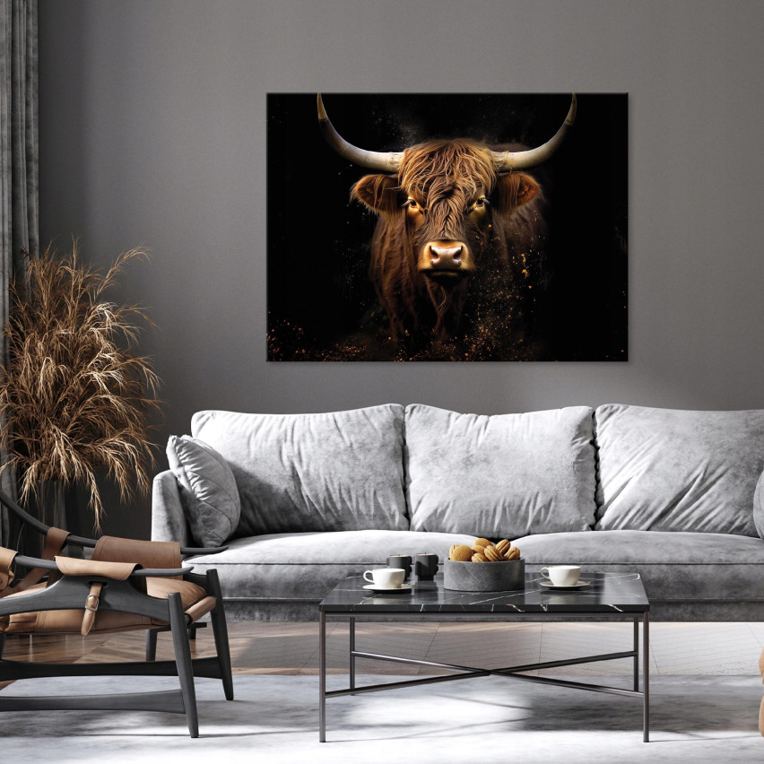 OBRAZ NA PŁÓTNIE ŚCIANĘ NOWOCZESNY KROWA SZKOCKA DO SYPIALNI SALONU 120x80