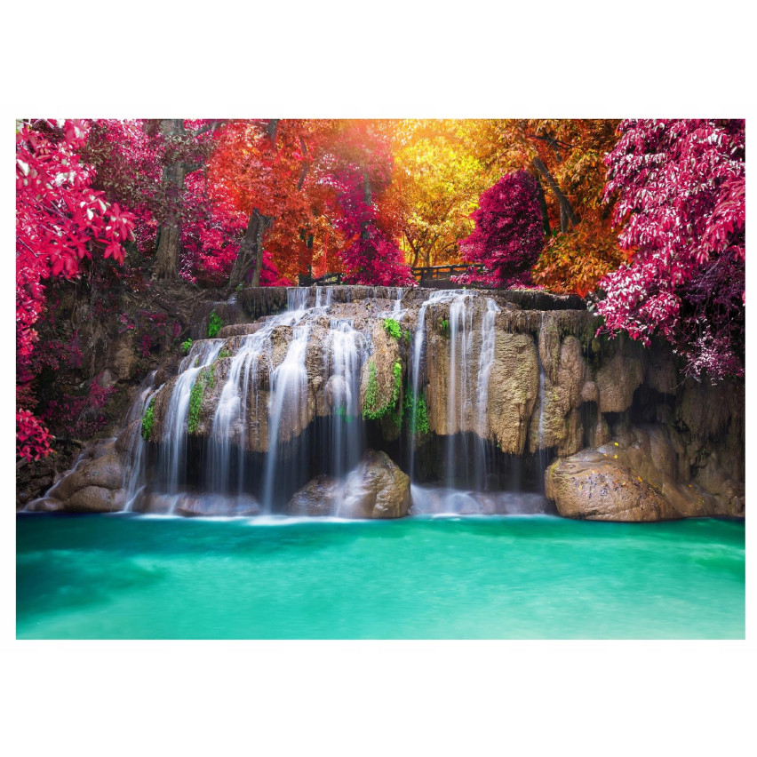 FOTOTAPETA WODOSPAD 3D LAS NATURA DO SYPIALNI SALONU TAPETA ŚCIENNA 200x140