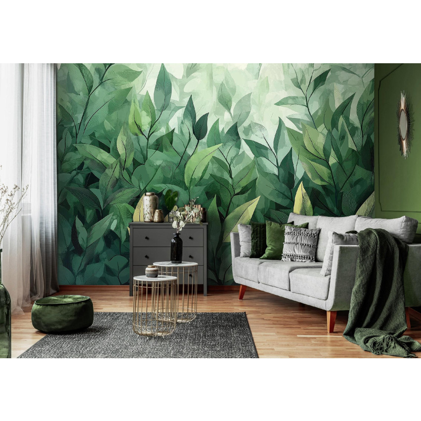 FOTOTAPETA LIŚCIE ZIELONE NATURA DO SYPIALNI SALONU KUCHNI TAPETA 350x250