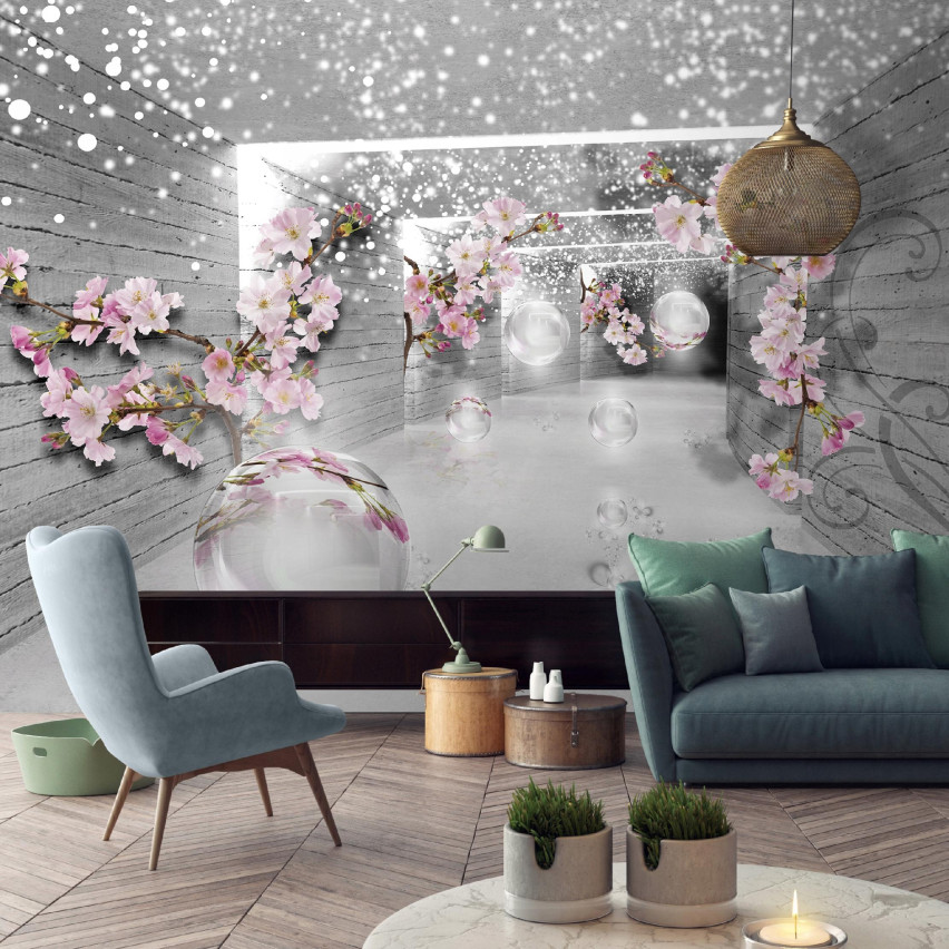 FOTOTAPETA 3D TUNEL KWIATY ILUZJA DO SYPIALNI SALONU TAPETA ŚCIENNA 150x105