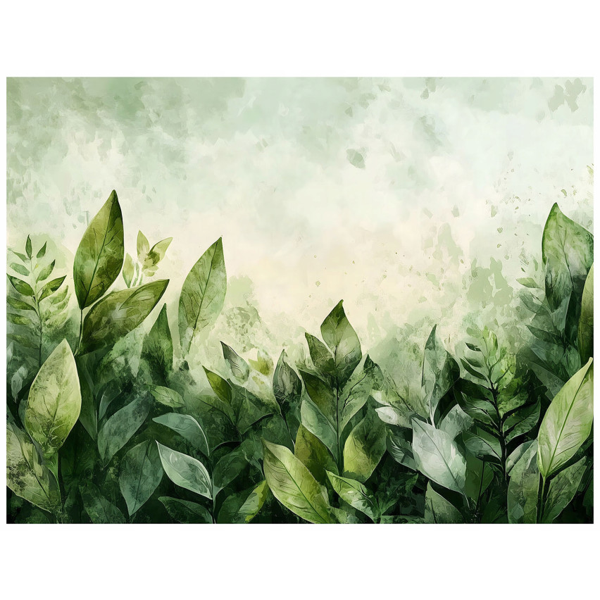 FOTOTAPETA LIŚCIE ZIELONE NATURA BETON DO SYPIALNI SALONU TAPETA 300x210 15398