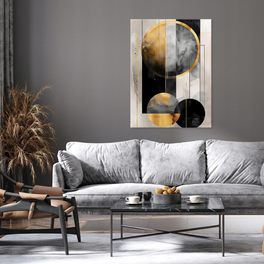 OBRAZ ABSTRAKCJA ART DECO ZŁOTO NA PŁÓTNIE ŚCIANĘ DO SYPIALNI SALONU 40x30