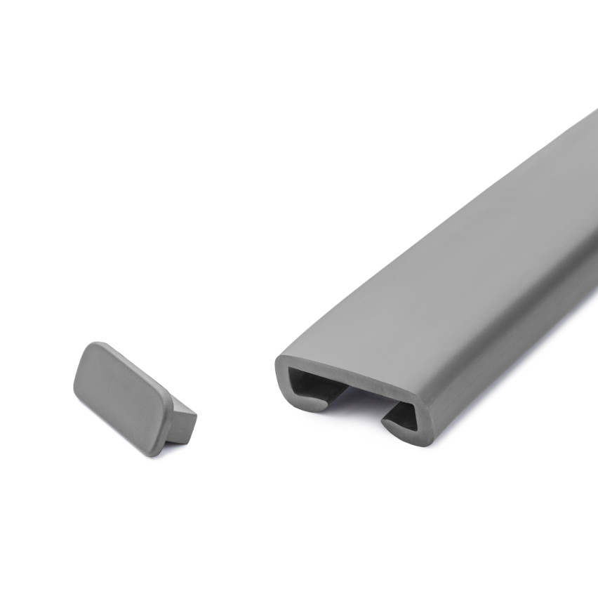 Zakończenie do listwy poręczowej PVC, zaślepka do profilu poręczowego PREMIUM, 40x8, ciemnoszary