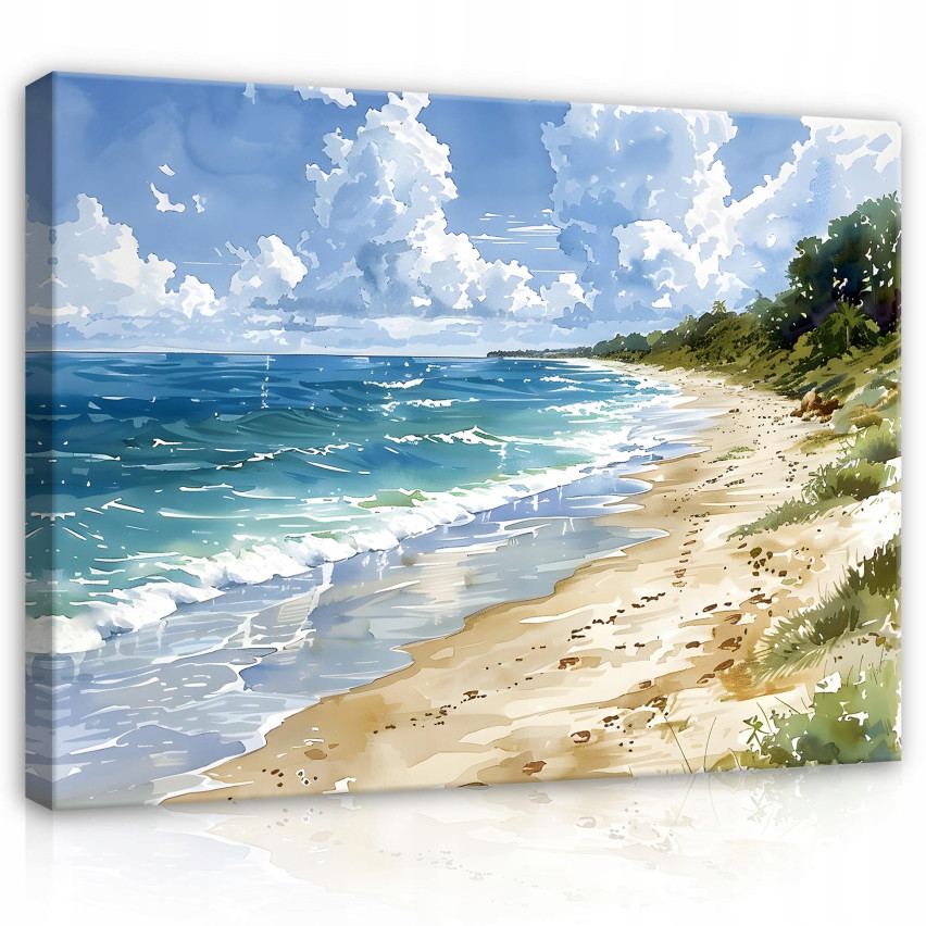OBRAZ PLAŻA MORZE JAK MALOWANY NA PŁÓTNIE ŚCIANĘ SYPIALNIA SALON 60x40