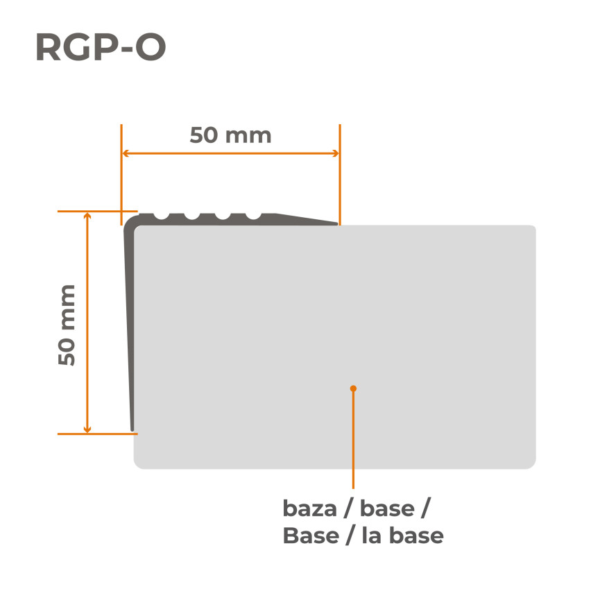 Profil schodowy antypoślizgowy BHP ostrzegawczy RGP-O 50x50 mm 150 cm żółty, 50x50mm, 1,5m