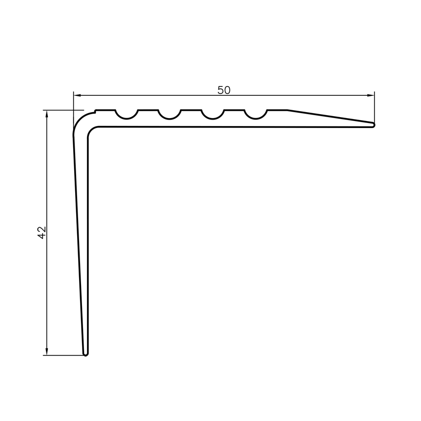 Profil schodowy antypoślizgowy z klejem, 50x42mm, biały