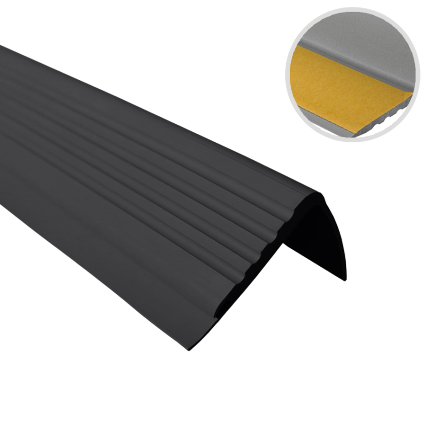 Profil schodowy antypoślizgowy z klejem 48x42mm, czarny